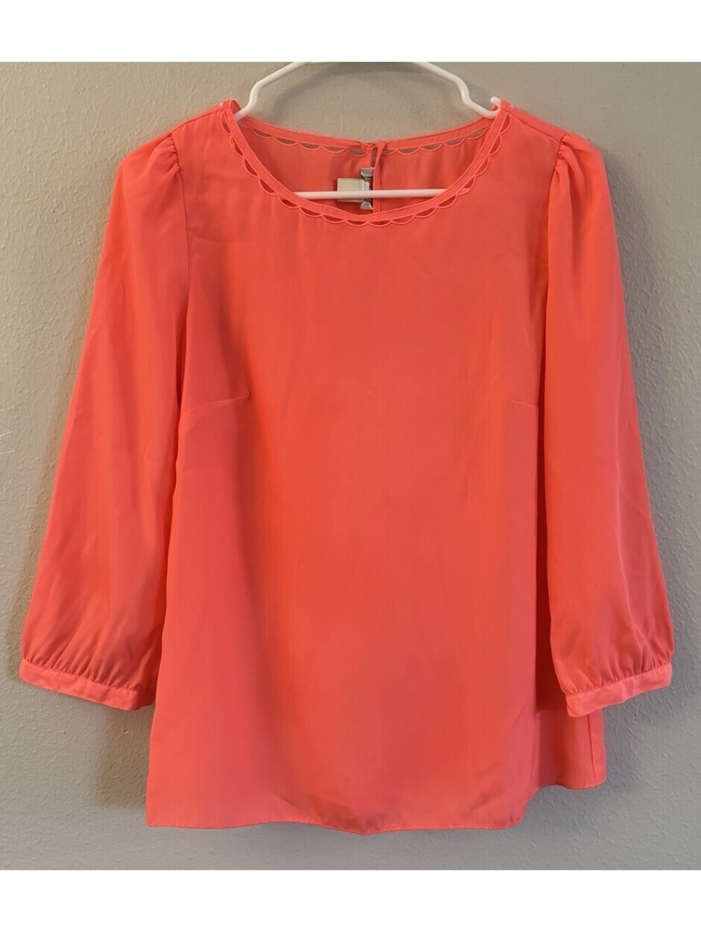 J. Crew Neon Pink Coral Top Blouse Size Xtra Small XS